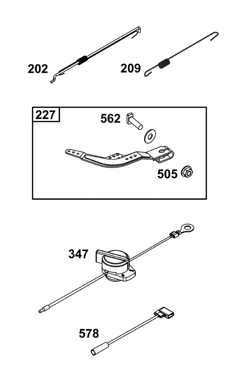Controls Group Diagram and Parts List for 10R232-0001-H5 100000 - 19Z999 Briggs and Stratton Engine